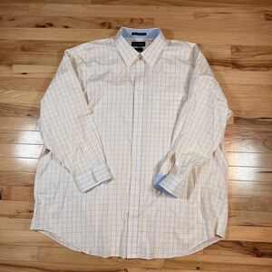 Paul Frederick Non-Iron 2 Ply Cotton Plaid Mens Long Sleeve Dress Shirt 20x35